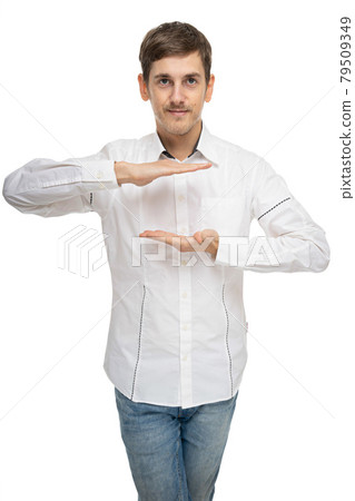 Young white man on white Young white man on white 79509349