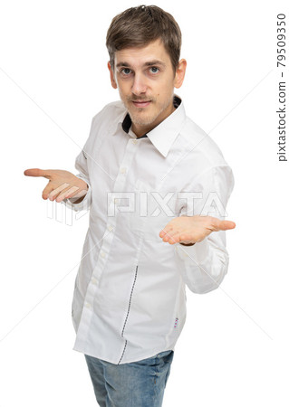 Young white man on white Young white man on white 79509350