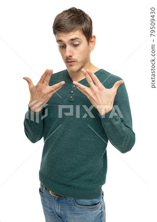 Young white man on white Young white man on white 79509430