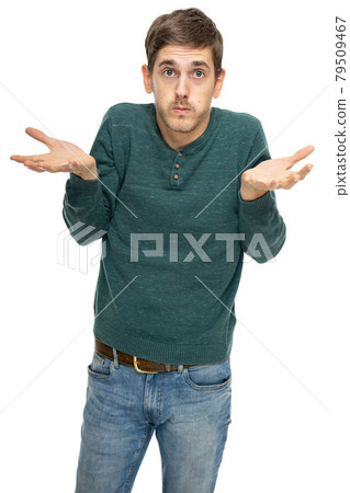 Young white man on white Young white man on white 79509467