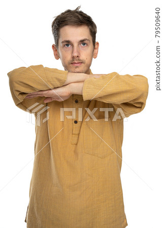 Young white man on white Young white man on white 79509640