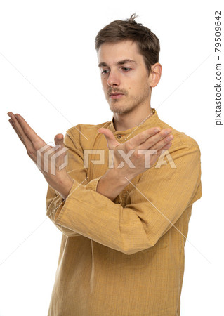 Young white man on white Young white man on white 79509642