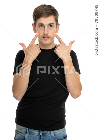 Young white man on white Young white man on white 79509749