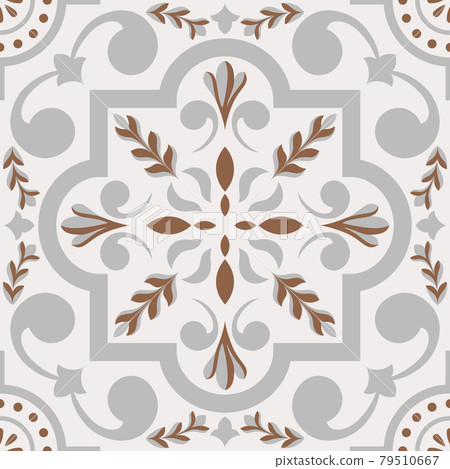 Beige Spanish Tile - Vector Ornamental Illustration 79510667