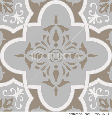 Neutral Beige Spanish Tile - Vector Ornamental Illustration Neutral Beige Spanish Tile - Vector Ornamental Illustration 79510701