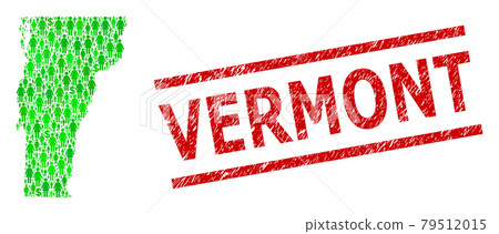 Grunge Vermont Stamp Imitation and Green Customers and Dollar Mosaic Map of Vermont State Grunge Vermont Stamp Imitation and Green Customers and Dollar Mosaic Map of Vermont State 79512015