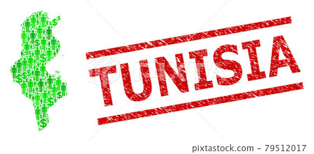 Grunge Tunisia Stamp Print and Green Men and Dollar Mosaic Map of Tunisia Grunge Tunisia Stamp Print and Green Men and Dollar Mosaic Map of Tunisia 79512017