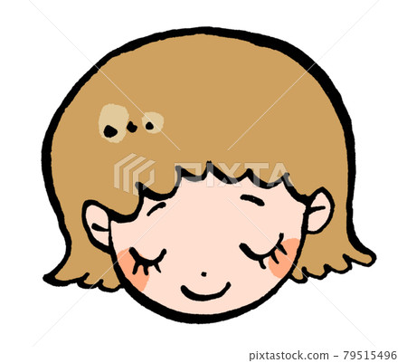 一個閉著眼睛微笑的女孩的插圖 79515496