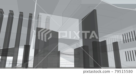 Abstract architectral drawing sketch,Illustration 79515580