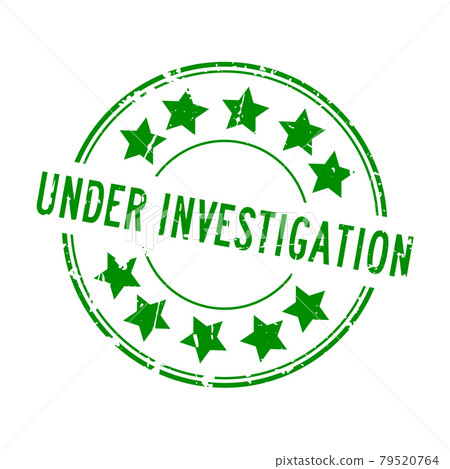 Grunge green under investigation word with star icon rubber seal stamp on white background 79520764