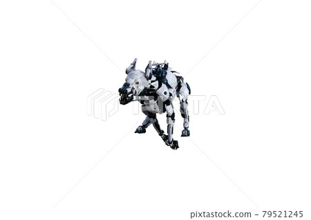 cyborg dog with different poses for using a collage. 3d rendering, 3d illustration 79521245