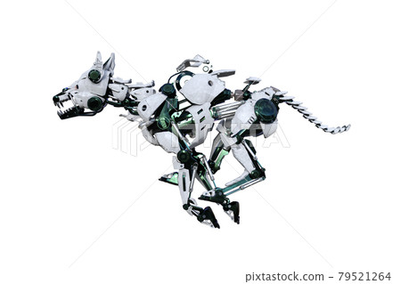cyborg dog with different poses for using a collage. 3d rendering, 3d illustration 79521264
