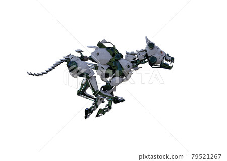 cyborg dog with different poses for using a collage. 3d rendering, 3d illustration 79521267