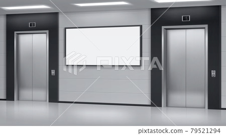 Realistic elevators with close door and ad poster Realistic elevators with close door and ad poster 79521294