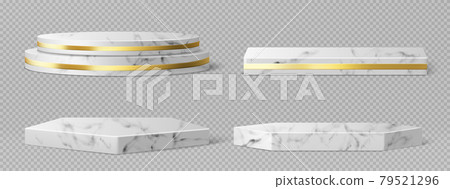 Marble pedestals or podiums with golden frames 79521296