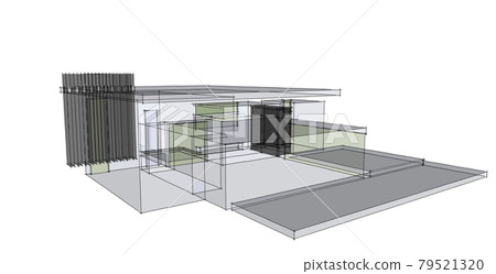 Building sketch architectural 3d illustration, Architecture building perspective lines 79521320