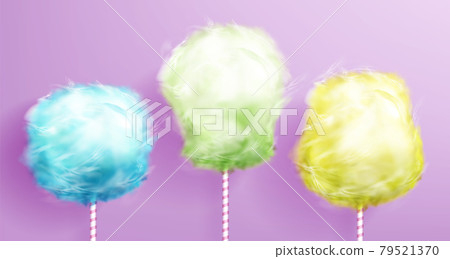 Candy cotton on stick set on pink background. Candy cotton on stick set on pink background. 79521370