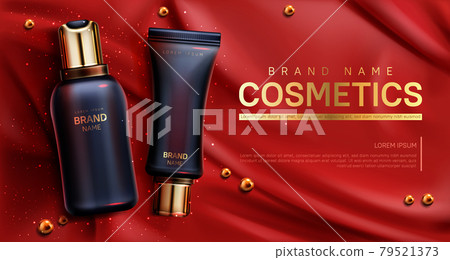 Cosmetics bottles mockup banner. Beauty body care Cosmetics bottles mockup banner. Beauty body care 79521373