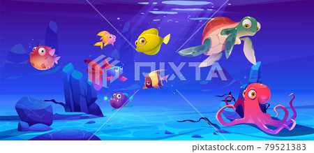 Underwater landscape with sea life animals Underwater landscape with sea life animals 79521383