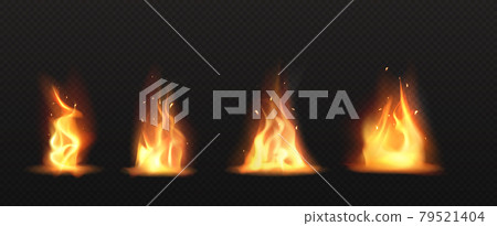 Realistic fire, torch flame set isolated clip art Realistic fire, torch flame set isolated clip art 79521404