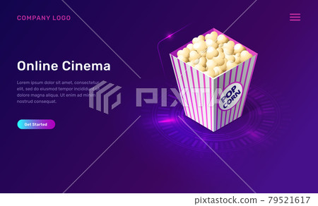 Online cinema or movie, isometric concept 79521617