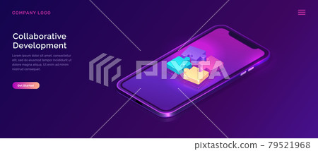 Collaborative development, isometric concept - Stock Illustration ...