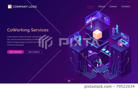 Coworking service, isometric workspaces, employee 79522034