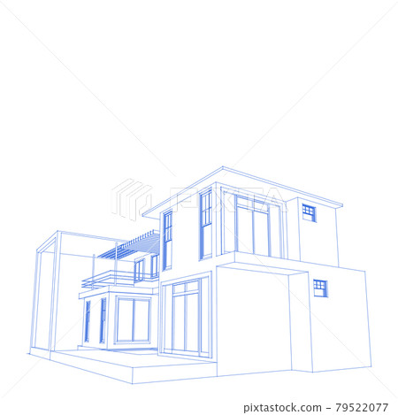Abstract 3D wireframe architectural. Abstract 3D wireframe architectural. 79522077