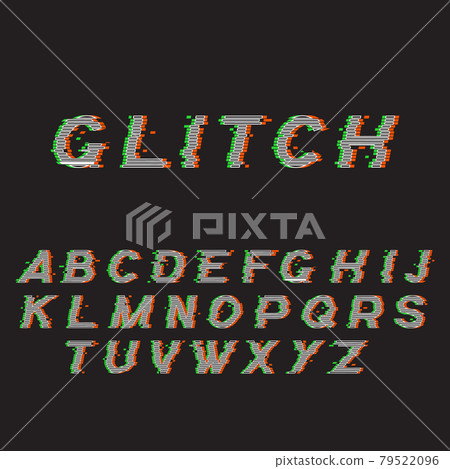 Glitch font or distorted abc, trendy latin typeset Glitch font or distorted abc, trendy latin typeset 79522096