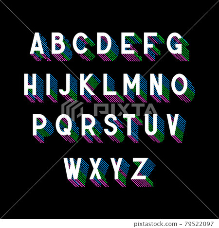 3D isometric font with colored stripes shadow 3D isometric font with colored stripes shadow 79522097
