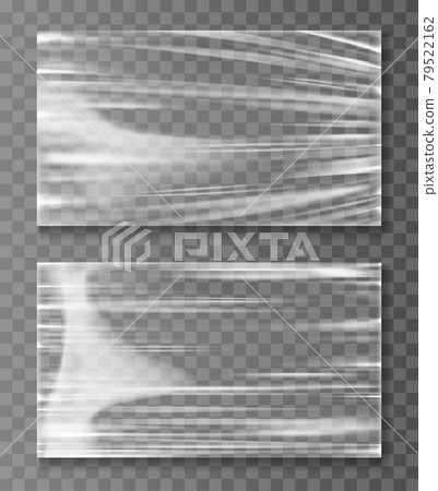 Stretched cellophane banner crumpl folded texture 79522162