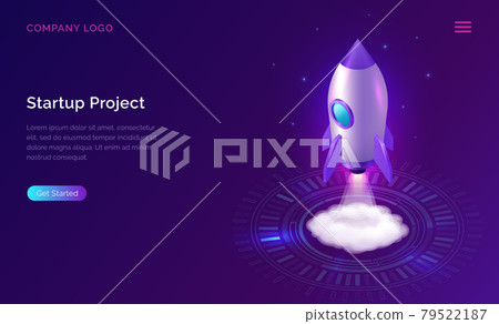 Business start up isometric concept with rocket - Stock Illustration ...