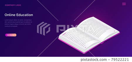 Online library or education isometric concept 79522221
