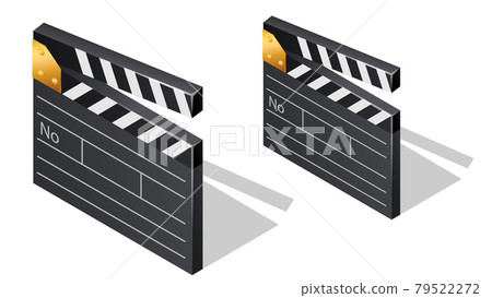 Cinema film clapperboards isometric icons Cinema film clapperboards isometric icons 79522272