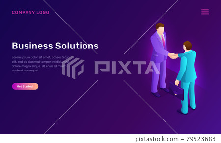 Business solution and agreement isometric concept 79523683