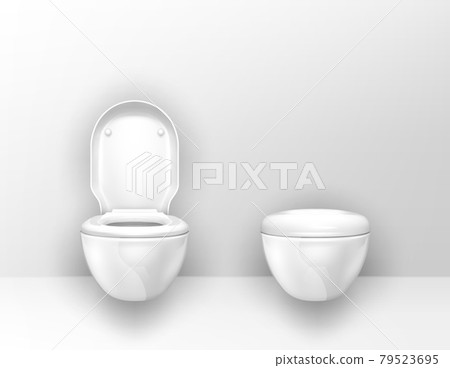 Modern toilet bowls mounted on wall in WC 79523695