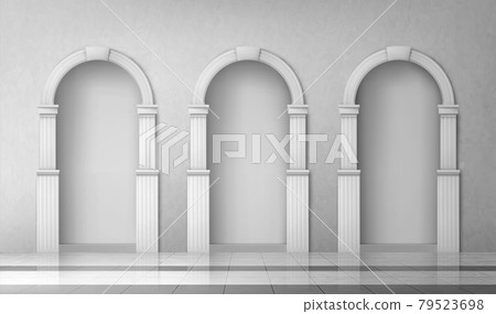 Arches with columns in wall, gates with pillars 79523698
