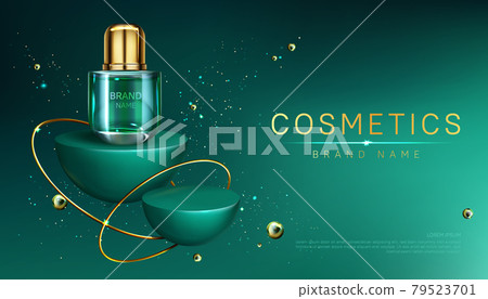 Cosmetic bottle on geometric podium mock up banner Cosmetic bottle on geometric podium mock up banner 79523701