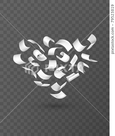 Fly papers set. falling and flying white sheets 79523819
