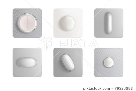 Pills blister pack, medicine tablets and capsules 79523898