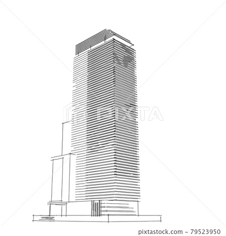 Building sketch architectural 3d illustration, Architecture building perspective lines 79523950