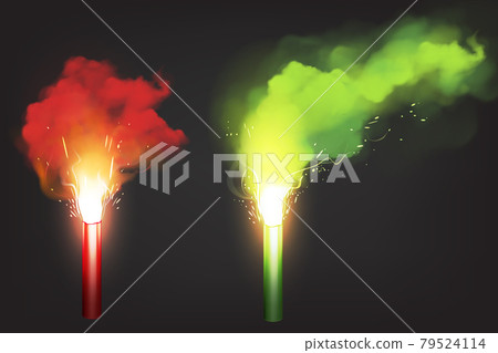 Burn red and green flare, emergency signal light Burn red and green flare, emergency signal light 79524114