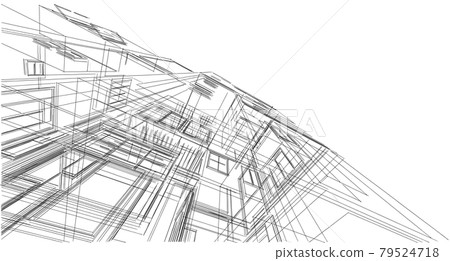 Building sketch architectural 3d illustration, Architecture building perspective lines 79524718
