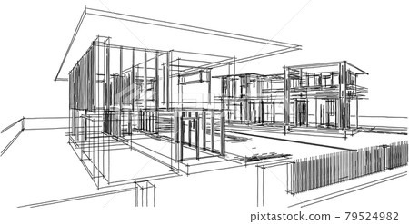 Building sketch architectural 3d illustration, Architecture building perspective lines 79524982