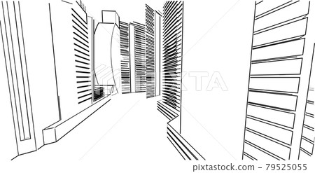 Building Sketch Architectural 3d Illustration Stock Illustration