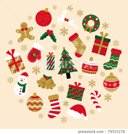 聖誕圖標矢量插圖集（無縫） 79525278