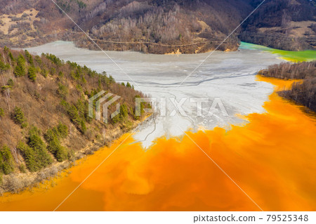 Aerial view of nature pollution by mining residuals Aerial view of nature pollution by mining residuals 79525348