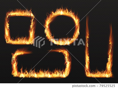 Ring fire flame, burning different shapes frames Ring fire flame, burning different shapes frames 79525525