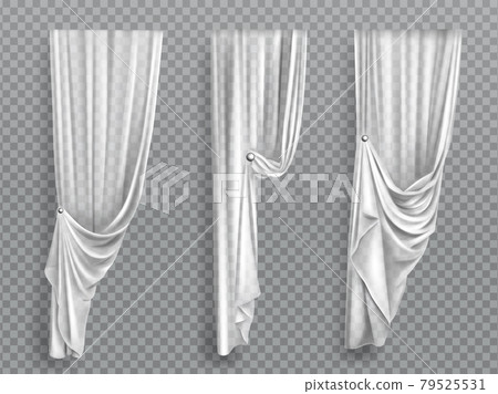 White window curtains on transparent background 79525531