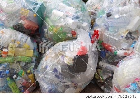 a Heap of plastic garbage, food packaging that pollutes the environment a Heap of plastic garbage, food packaging that pollutes the environment 79525583